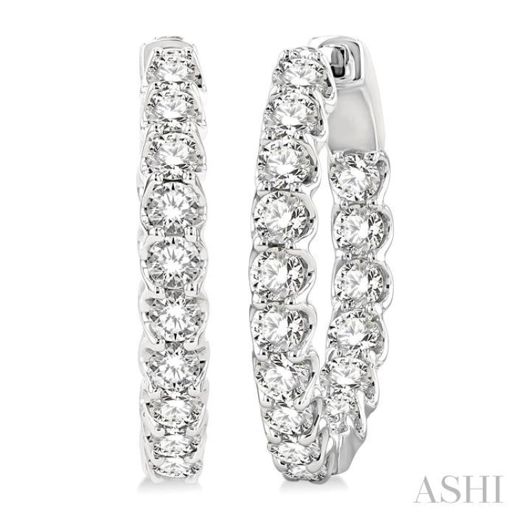 2 Ctw Inside-Out Round Cut Diamond Hoop Earrings in 14K White Gold