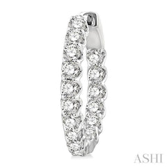 2 Ctw Inside-Out Round Cut Diamond Hoop Earrings in 14K White Gold