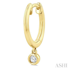 1/10 Ctw Petite Bezel Drop Round Cut Diamond Fashion Huggies in 10K Yellow Gold
