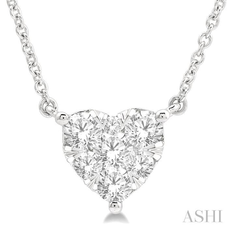1/2 Ctw Lovebright Diamond Heart Pendant With Chain in 14K White Gold