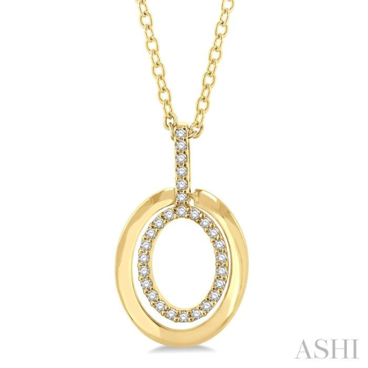 1/10 Ctw Petite Twin Oval Round Cut Diamond Fashion Pendant With Chain in 10K Yellow Gold