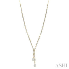 2 5/8 Ctw Lovebright Pear Shape Round Cut Diamond Fashion 'Y' Necklace in 14K Yellow & White Gold