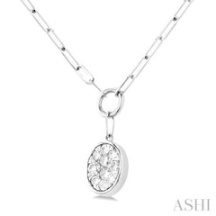 1/4 Ctw Lovebright Oval Shape Round Cut Diamond Paperclip Necklace in 14K White Gold