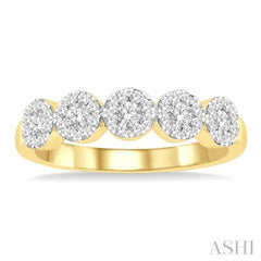 1/2 Ctw 5-Stone Lovebright Round Cut Diamond Band in 14K Yellow & White Gold