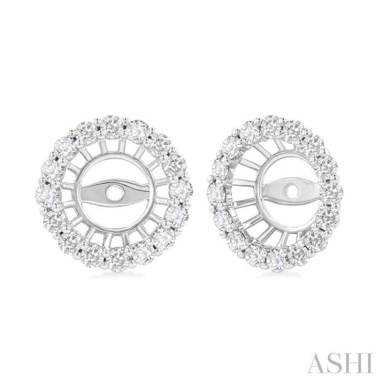 5/8 Ctw Round Cut Diamond 6MM Round Earrings Jacket in 14K White Gold