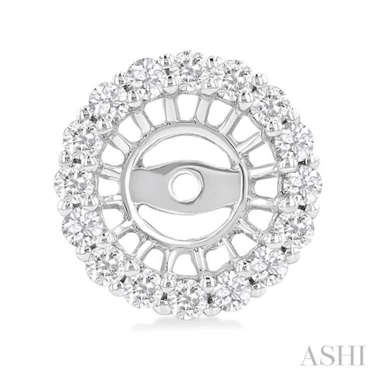 3/8 Ctw Round Cut Diamond 5MM Round Earrings Jacket in 14K White Gold