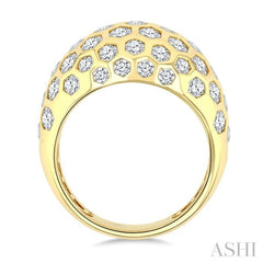 3 1/3 Ctw Hexagon Round Cut Diamond Fashion Ring in 14K Yellow Gold