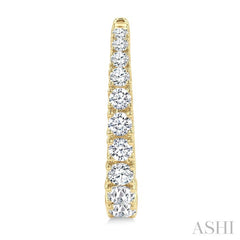 1 1/2 Ctw Graduated Round Cut Diamond Fashion Hoop Earrings in 14K Yellow Gold