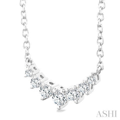 1/8 Ctw Graduated Petite Diamond Smile Necklace in 14K White Gold