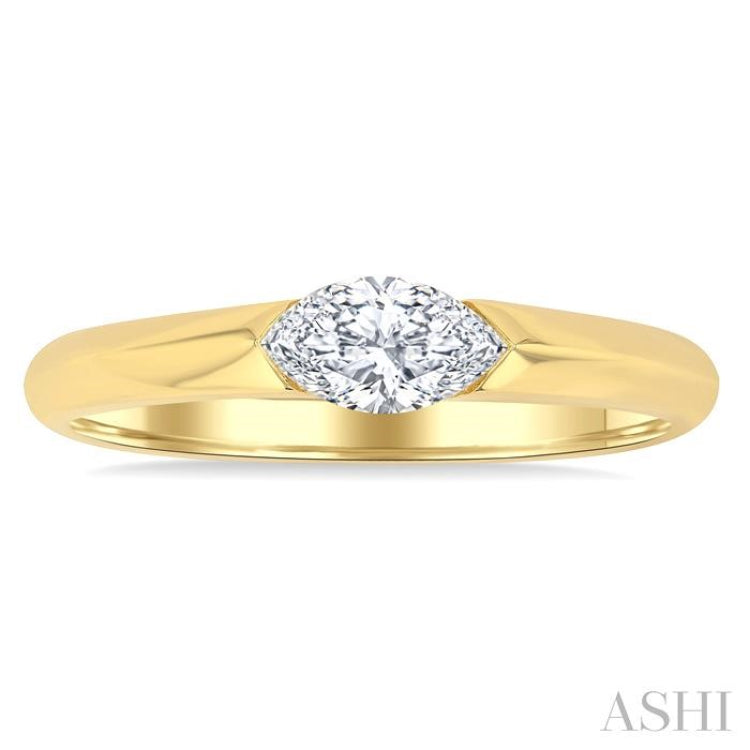 1/3 Ctw East-West Set Marquise Cut Diamond Solitaire Fashion Ring in 14K Yellow Gold