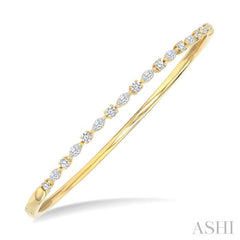 1 Ctw Marquise and Round Cut Diamond Fashion Bangle in 14K Yellow Gold