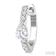 3/8 Ctw Pear Shape and Round Cut Diamond Fashion Huggie Petite Earrings in 14K White Gold