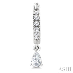 3/8 Ctw Pear Shape and Round Cut Diamond Fashion Huggie Petite Earrings in 14K White Gold
