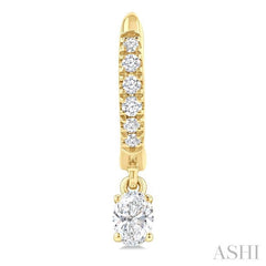 3/8 Ctw Oval Shape and Round Cut Diamond Fashion Huggie Petite Earrings in 14K Yellow Gold