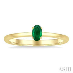 5x3 MM Oval shape Emerald Precious Solitaire Ring in 14K Yellow Gold