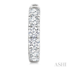 1 Ctw Round Cut Diamond Hoop Earrings in 14K White Gold