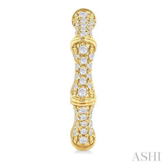 1/3 Ctw Petite Bamboo-Inspired Round Cut Diamond Fashion Huggies in 14K Yellow Gold
