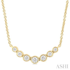 1/4 Ctw Graduated Bezel Set Round Cut Diamond Smile Necklace in 14K Yellow Gold