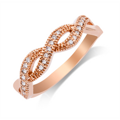 14K Rose Gold Twist Diamond Ring With 1/10ctw