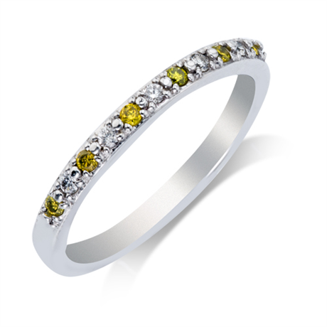 14K White Gold Yellow And White Diamond Ring With 1/6ctw